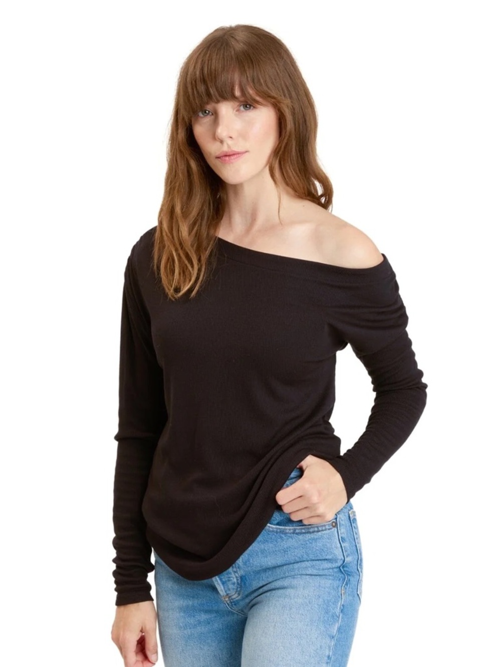 Threads 4 Thought Leoni Feather Rib Off Shoulder Long Sleeve Top - M